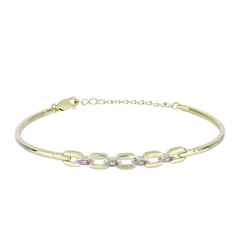 Pulsera de Plata Bañada en Oro con Diamante Champagne y Diamante blanco