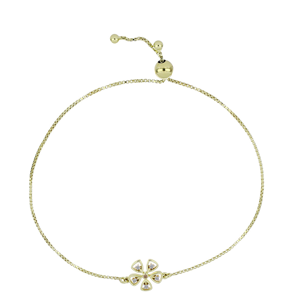 Pulsera de Plata Bañada en Oro con Diamante Champagne y Diamante blanco 1 