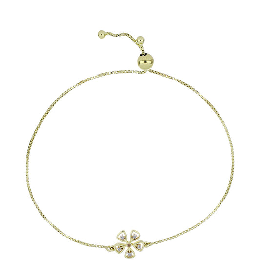 Pulsera de Plata Bañada en Oro con Diamante Champagne y Diamante blanco