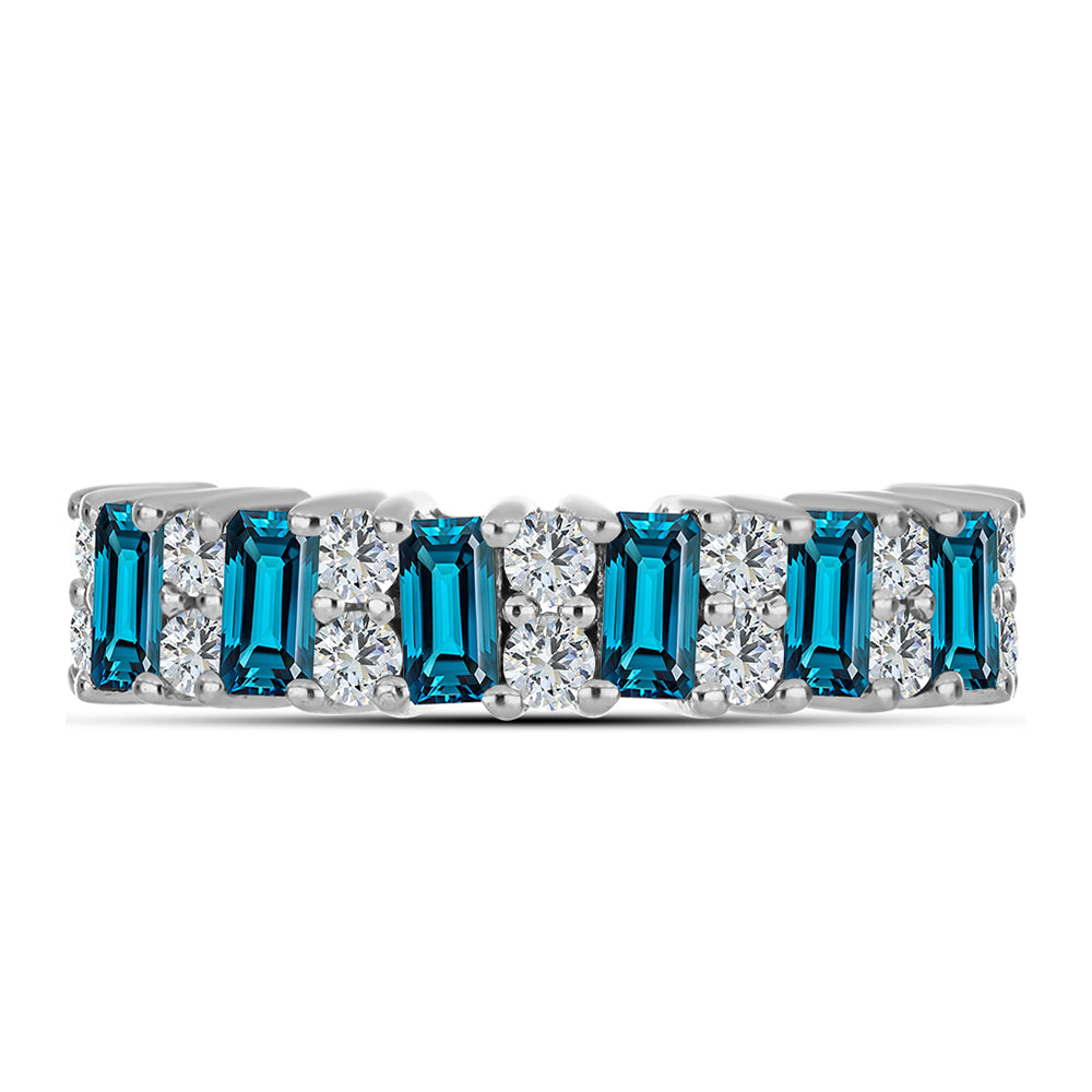 Anillo de Plata con Topacio Azul Londres y Topacio Blanco 1 