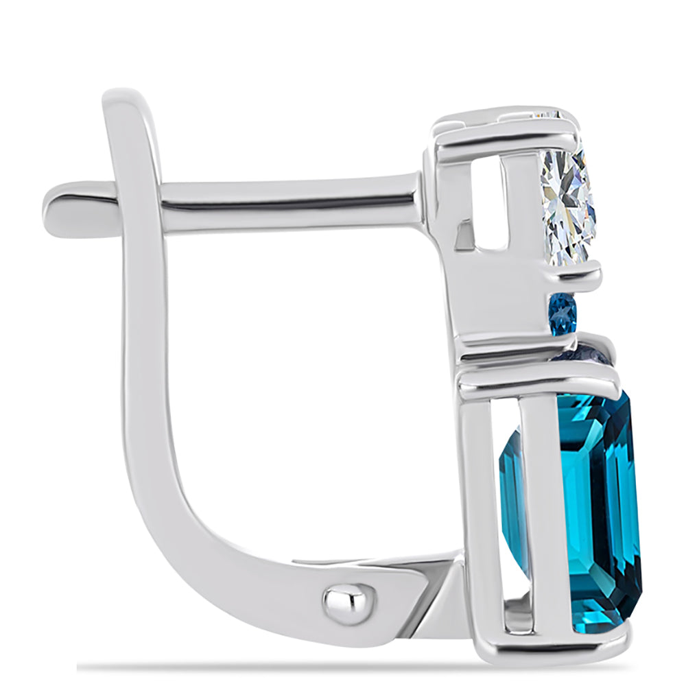 Pendientes de Plata con Topacio Azul Londres y Topacio Blanco 2 