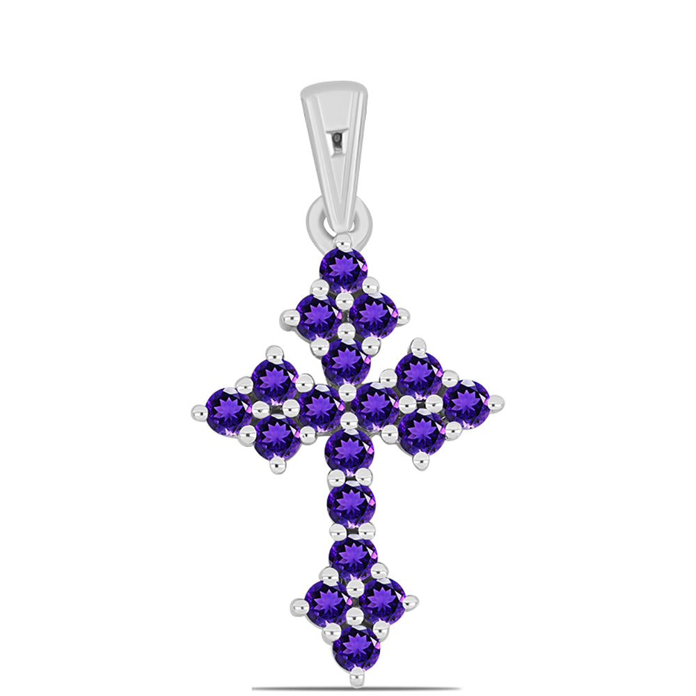 Cruz Colgante de Plata con Amatista de Marruecos 1 