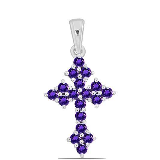 Cruz Colgante de Plata con Amatista de Marruecos