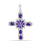 Cruz Colgante de Plata con Amatista de Marruecos y Topacio Blanco
