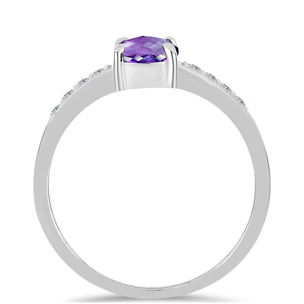 Anillo de Plata con Amatista de Marruecos y Topacio Blanco