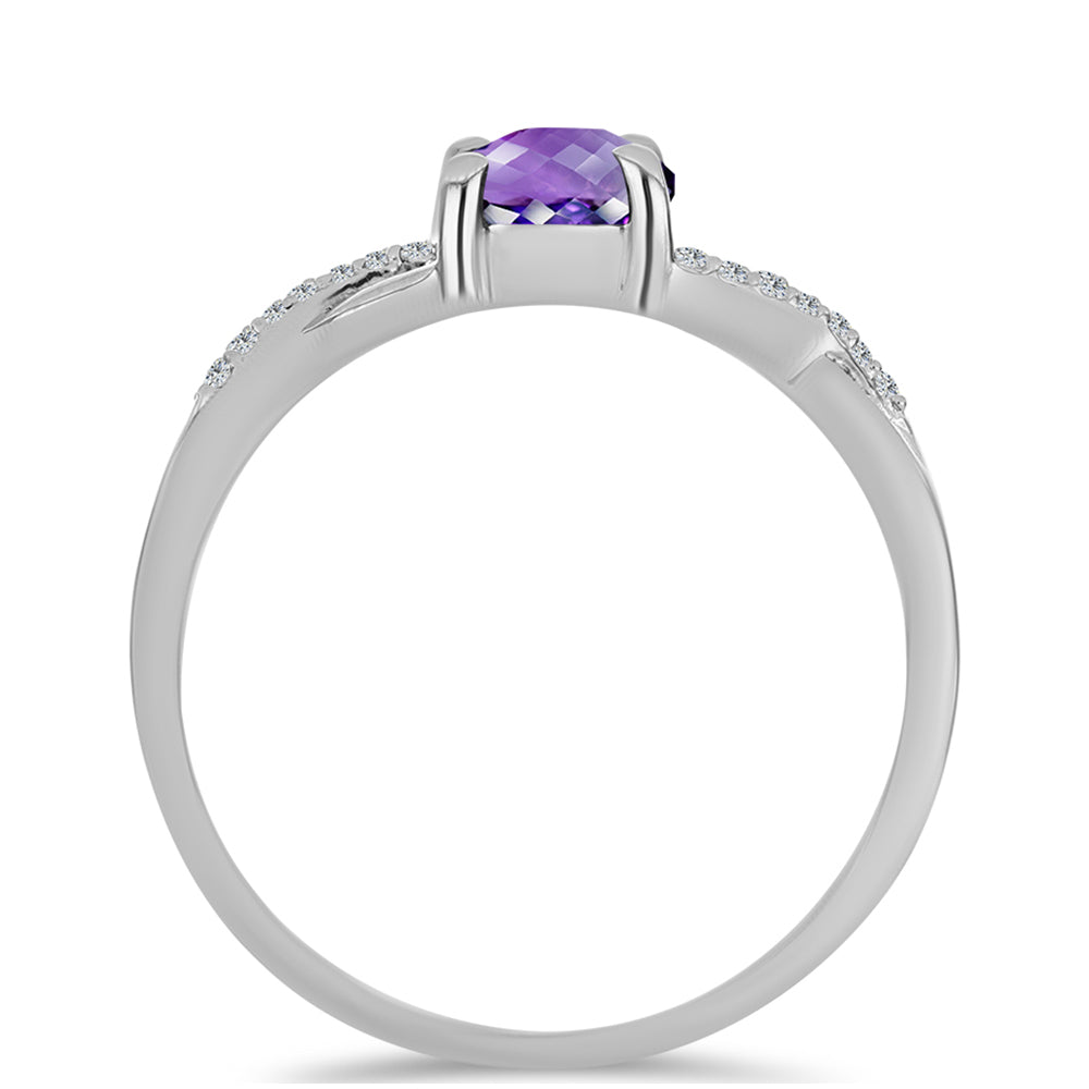 Anillo de Plata con Amatista de Marruecos y Topacio Blanco