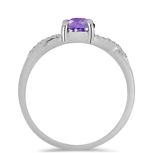 Anillo de Plata con Amatista de Marruecos y Topacio Blanco