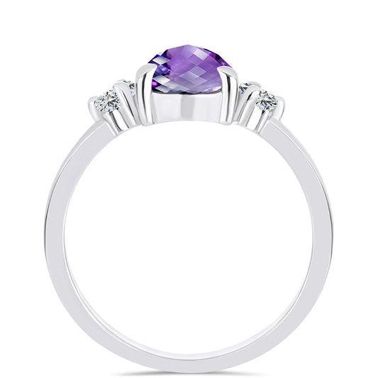 Anillo de Plata con Amatista de Marruecos y Topacio Blanco