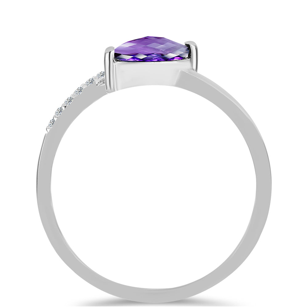 Anillo de Plata con Amatista de Marruecos y Topacio Blanco 2 