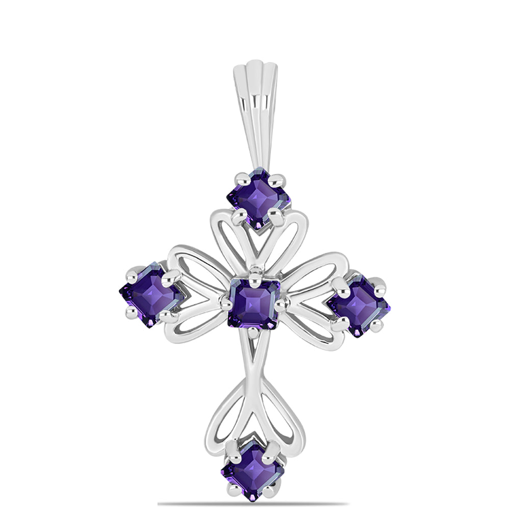 Cruz Colgante de Plata con Amatista de Marruecos 1 