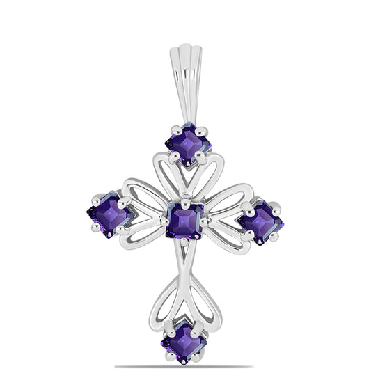 Cruz Colgante de Plata con Amatista de Marruecos