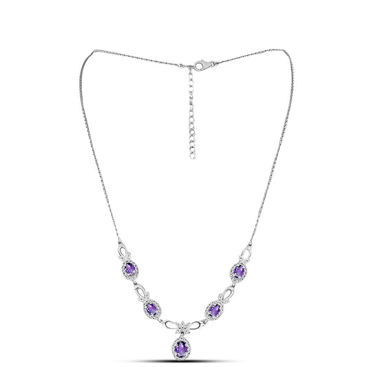 Collar de Plata con Amatista de Marruecos y Topacio Blanco