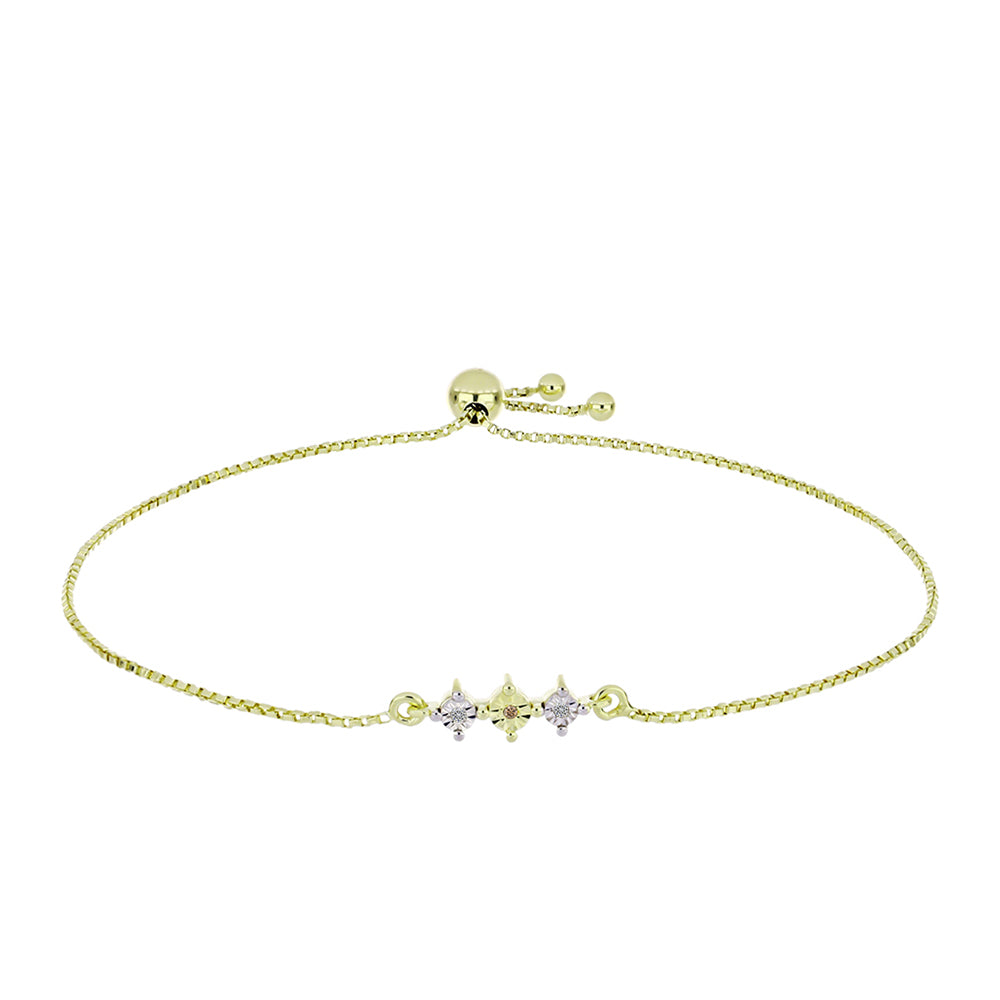 Pulsera de Plata Bañada en Oro con Diamante Champagne y Diamante blanco