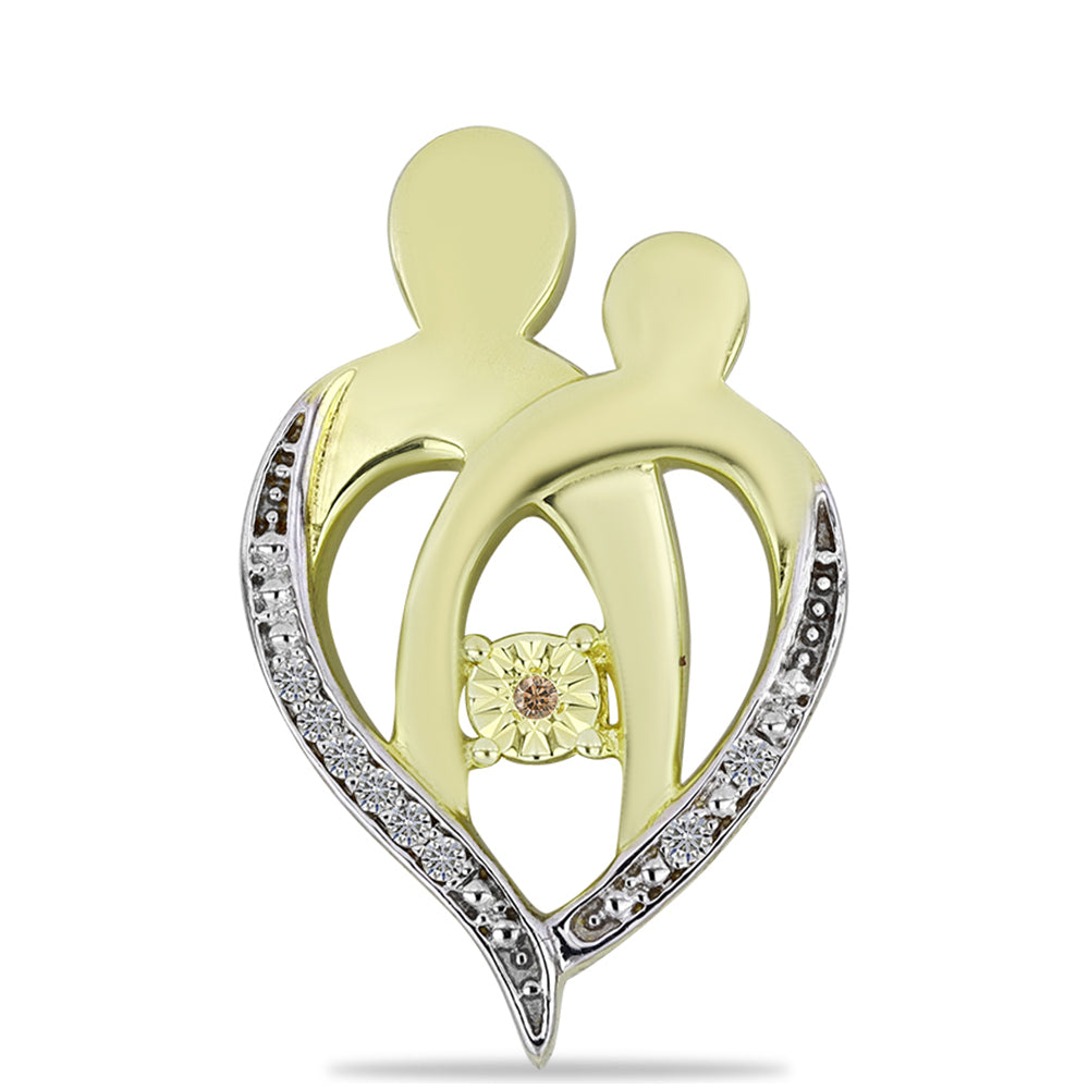 Colgante de Plata Bañada en Oro con Diamante Champagne y Diamante blanco