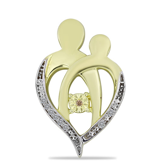 Colgante de Plata Bañada en Oro con Diamante Champagne y Diamante blanco