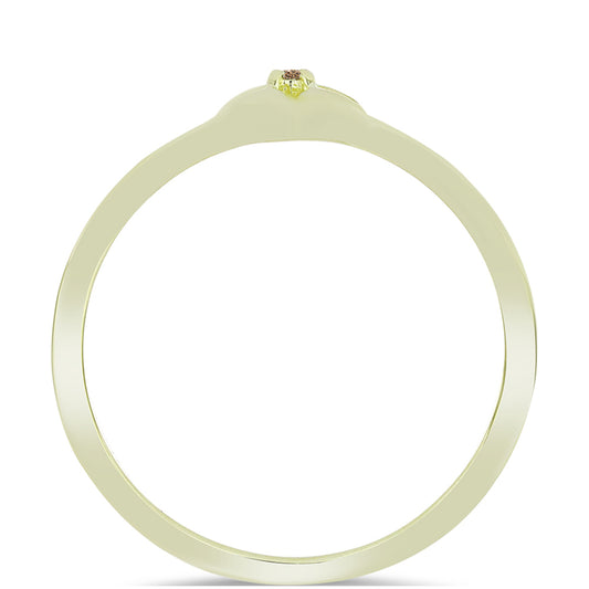 Anillo de Plata Bañada en Oro con Diamante Champagne