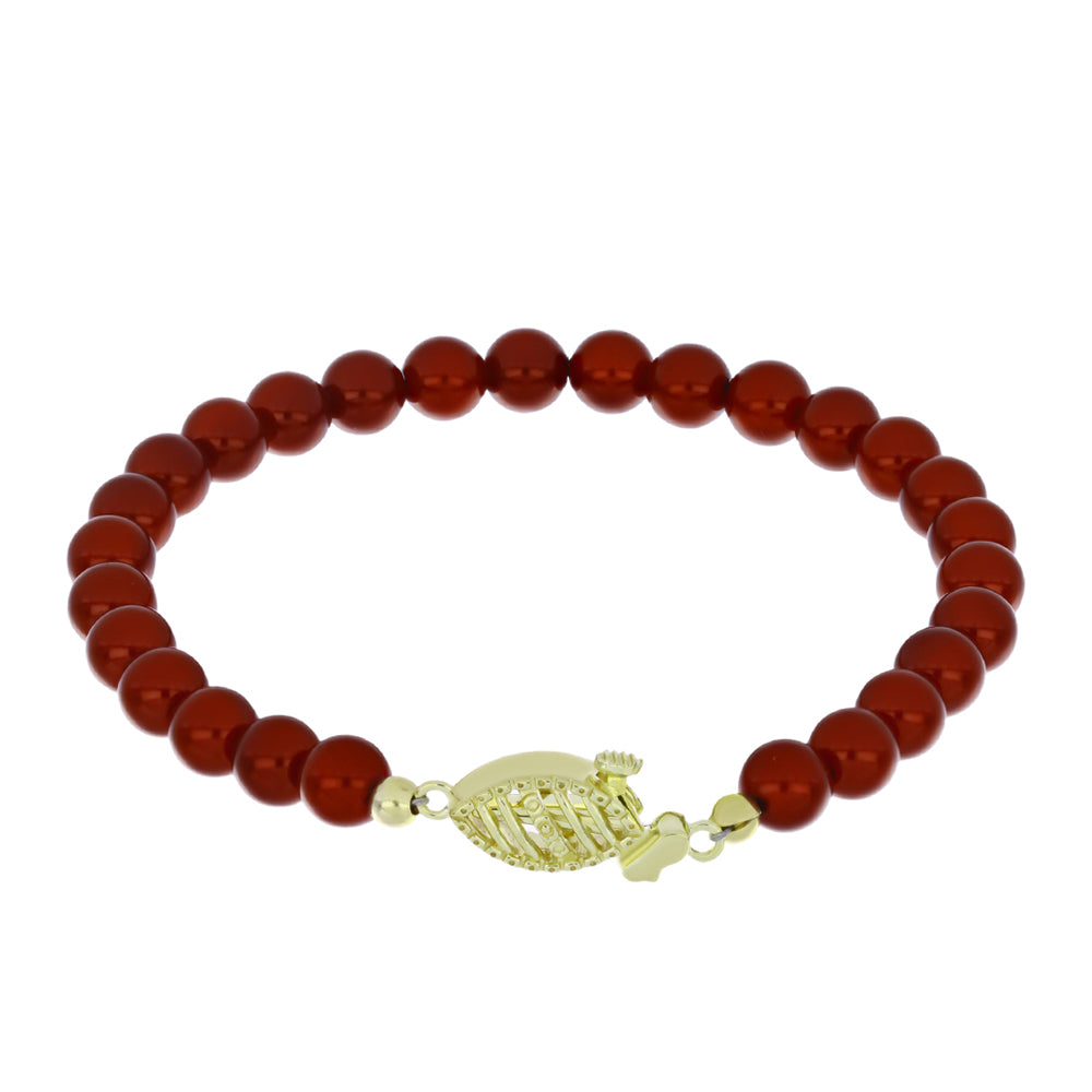 Pulsera de Plata Bañada en Oro con Perla roja de río 2 