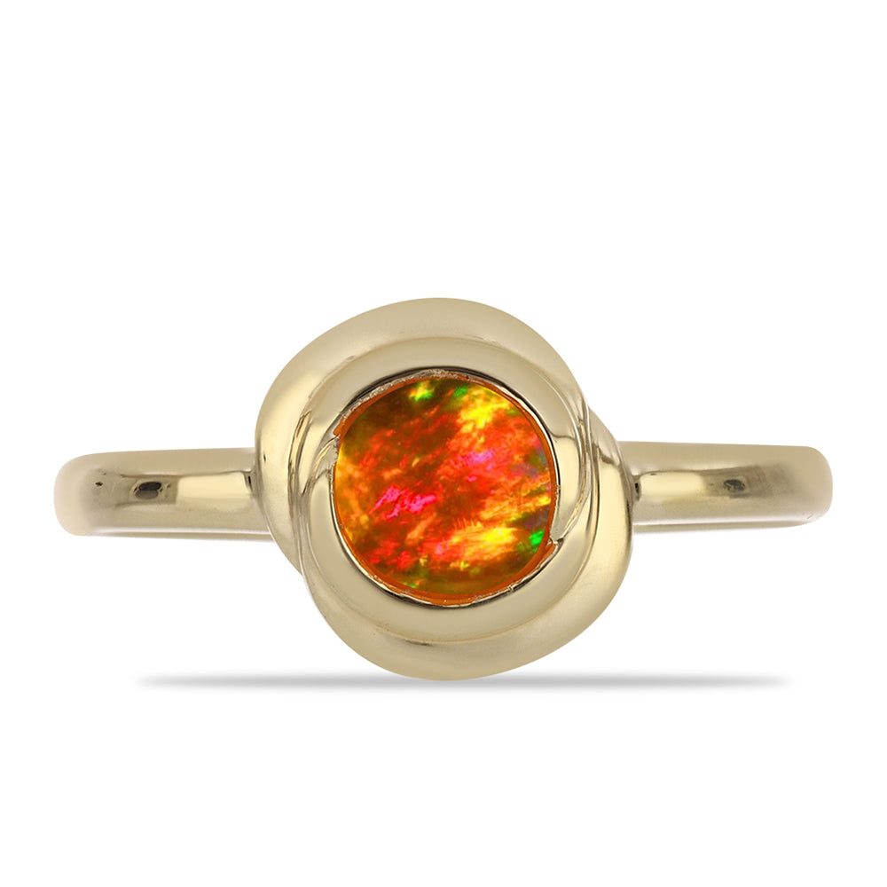 Anillo de Plata Bañada en Oro con Ópalo de fuego americano 1 