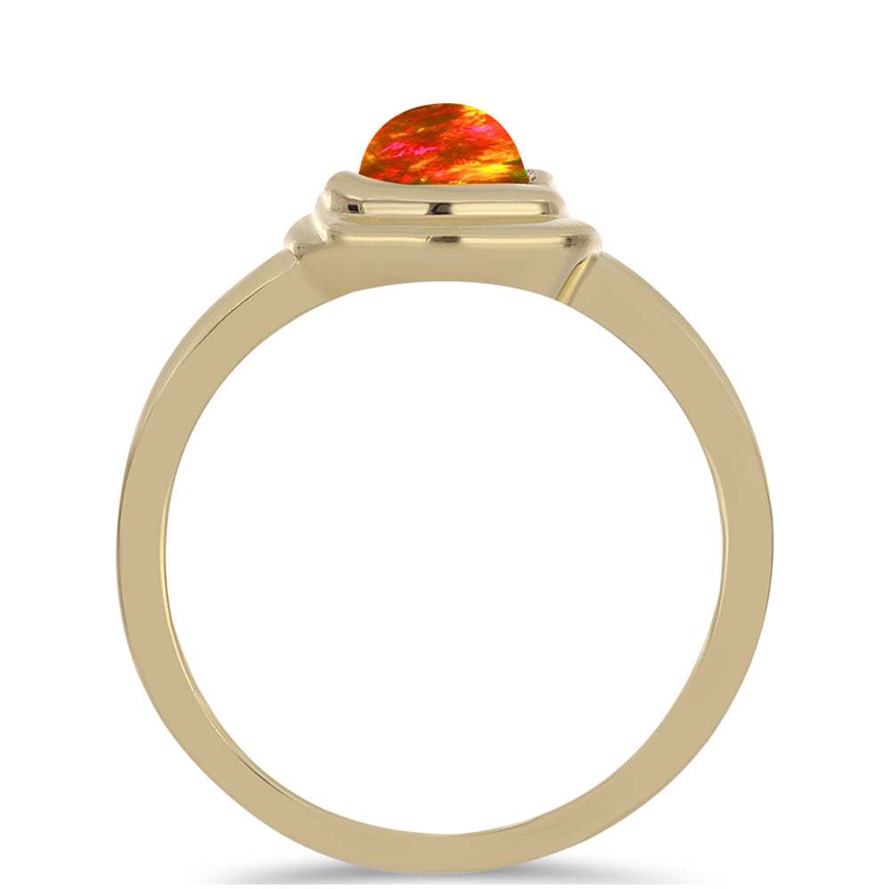 Anillo de Plata Bañada en Oro con Ópalo de fuego americano
