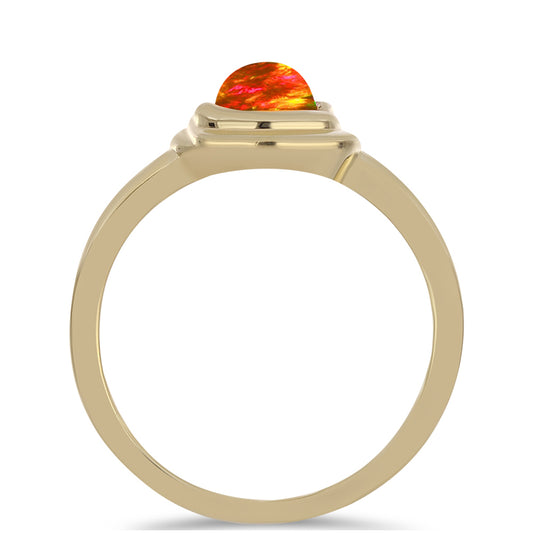 Anillo de Plata Bañada en Oro con Ópalo de fuego americano