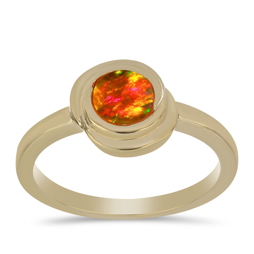 Anillo de Plata Bañada en Oro con Ópalo de fuego americano 3 