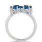 Anillo de Plata con Topacio Azul Londres y Topacio Blanco