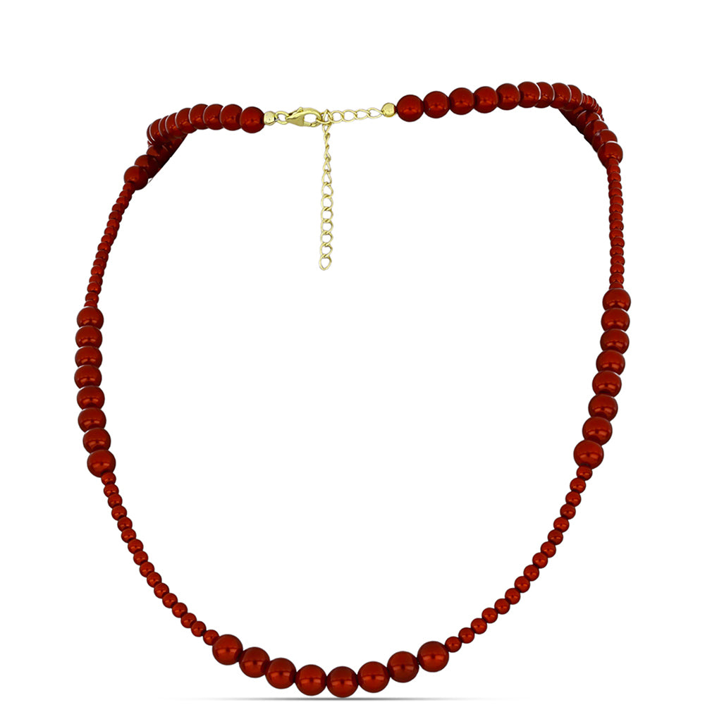 Collar de Plata Bañada en Oro con Perla roja de río