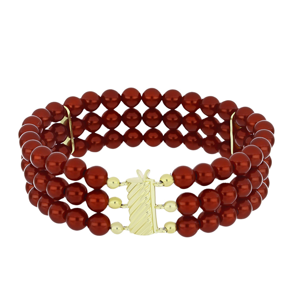 Pulsera de Plata Bañada en Oro con Perla roja de río