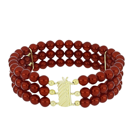Pulsera de Plata Bañada en Oro con Perla roja de río