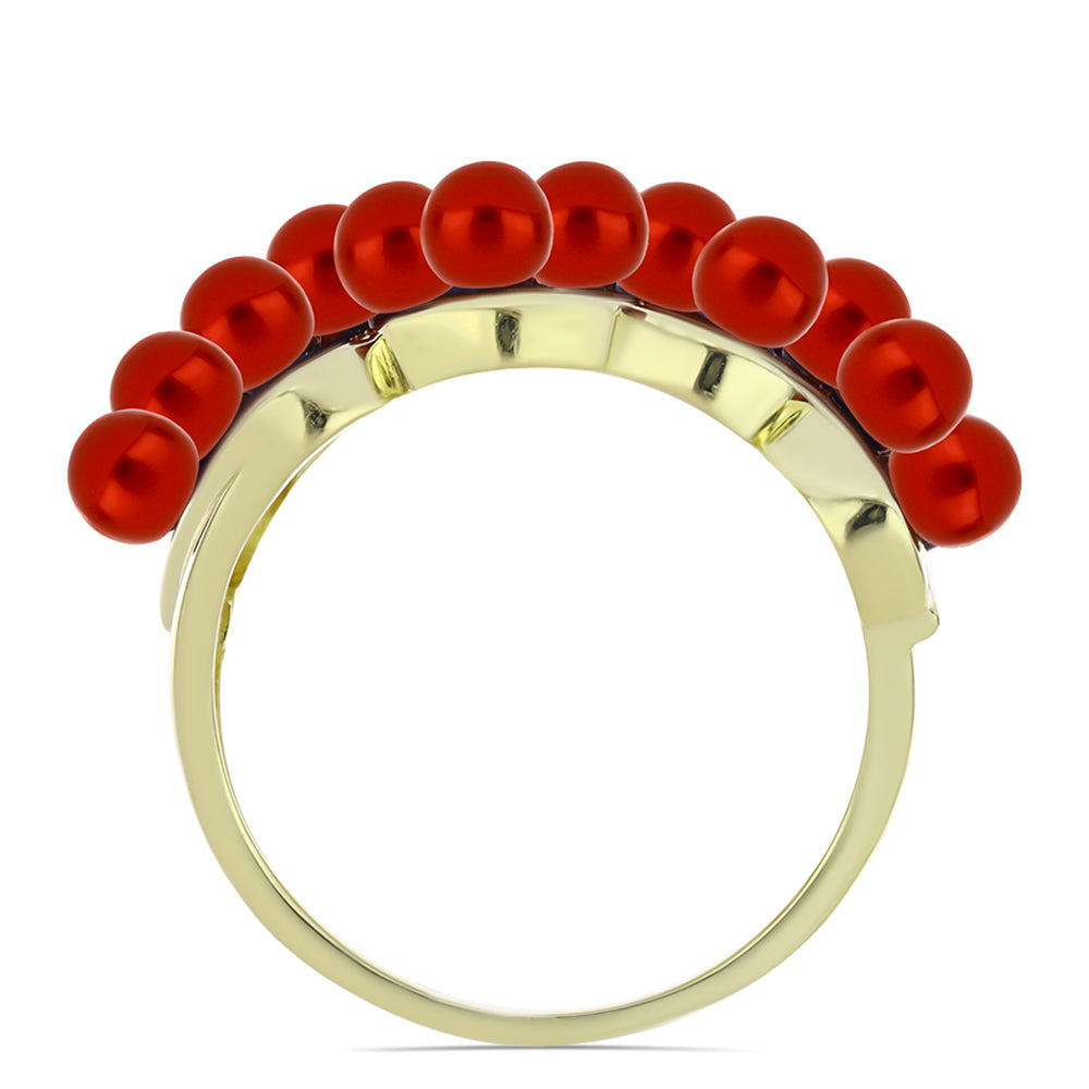 Anillo de Plata Bañada en Oro con Perla roja de río 2 