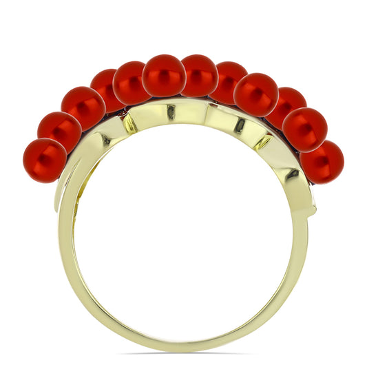 Anillo de Plata Bañada en Oro con Perla roja de río