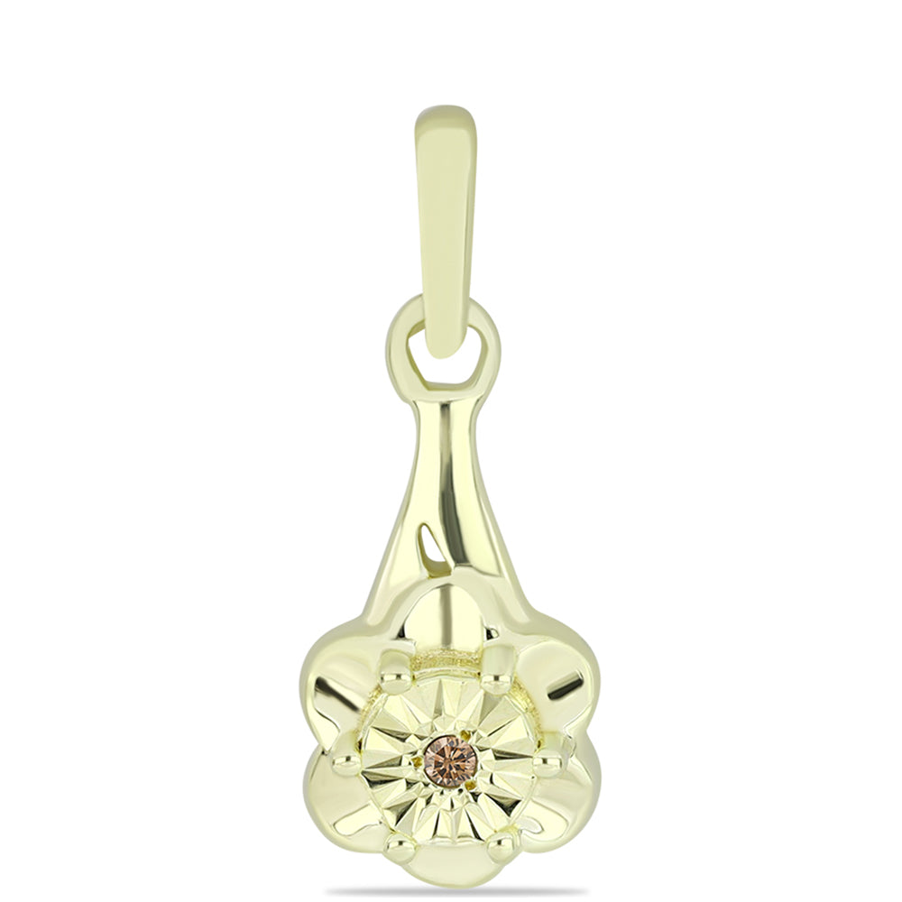 Colgante de Plata Bañada en Oro con Diamante Champagne