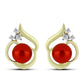 Pendientes de Plata Bañada en Oro con Perla roja de río y Topacio Blanco