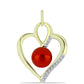 Colgante de Plata Bañada en Oro con Perla roja de río y Topacio Blanco
