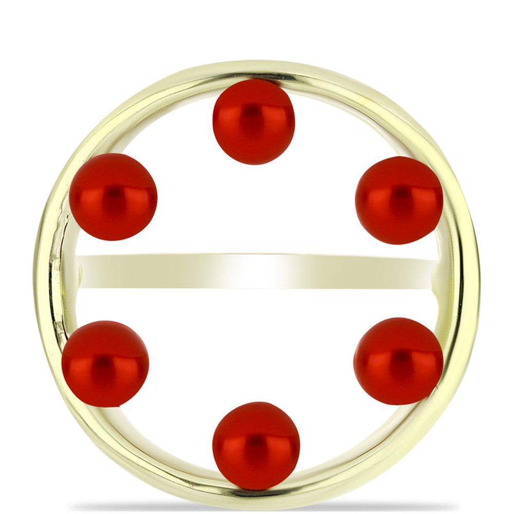 Anillo de Plata Bañada en Oro con Perla roja de río 1 