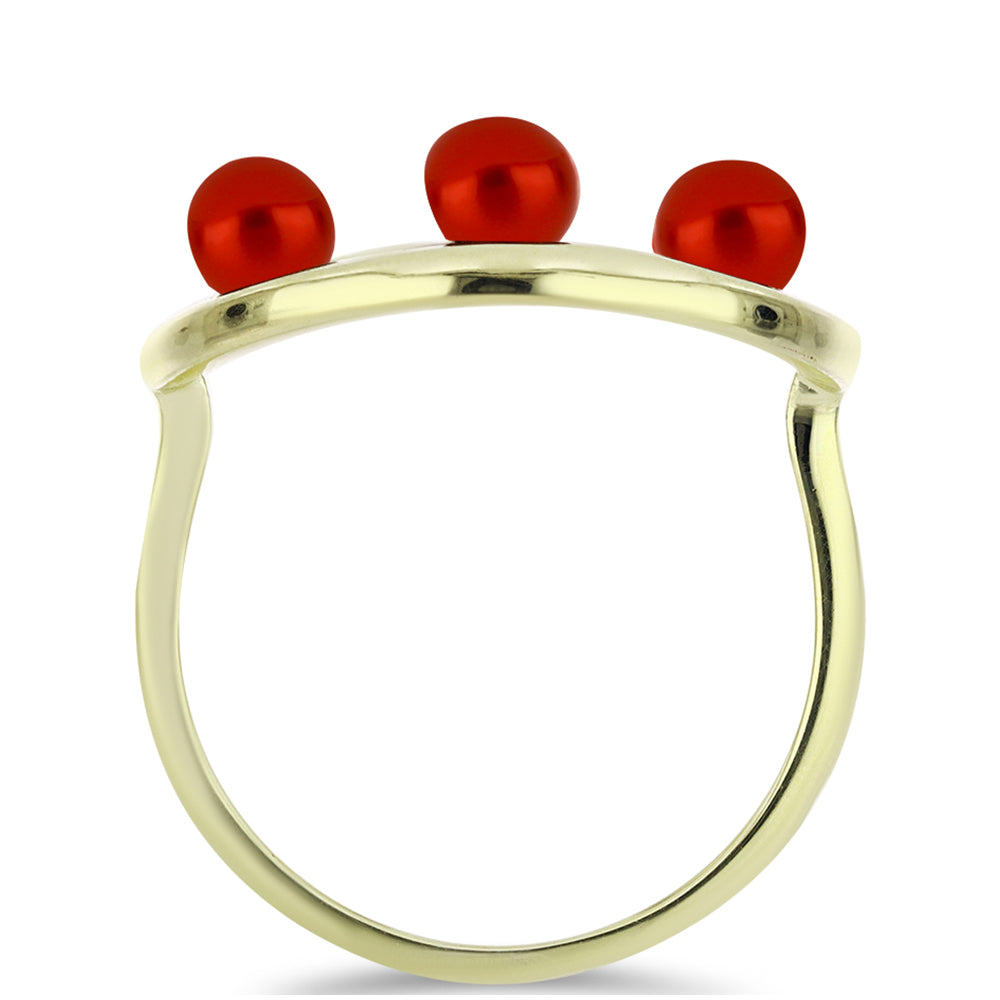 Anillo de Plata Bañada en Oro con Perla roja de río 2 