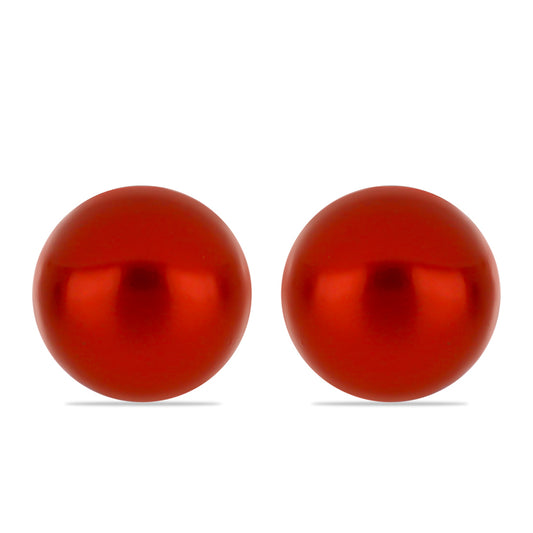 Pendientes de Plata Bañada en Oro con Perla roja de río