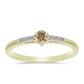 Anillo de Plata Bañada en Oro con Diamante Champagne y Diamante blanco