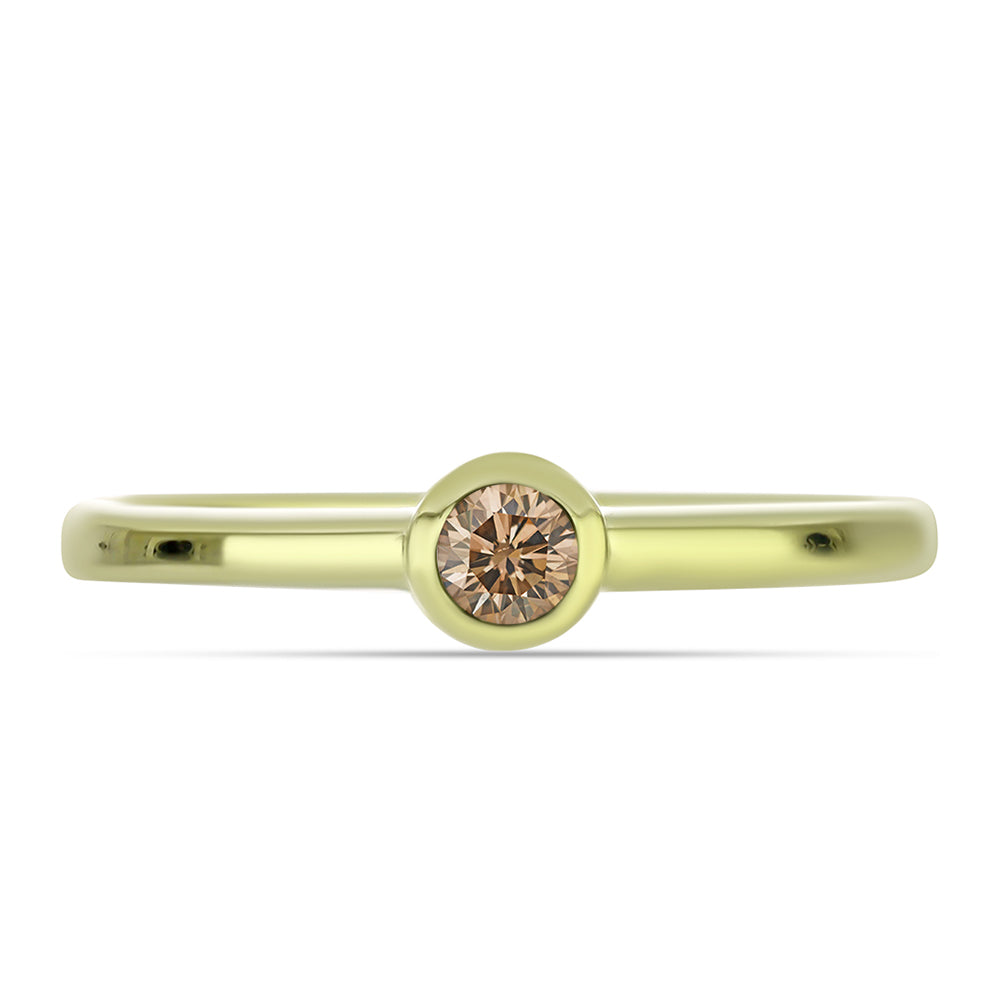 Anillo de Plata Bañada en Oro con Diamante Champagne 1 