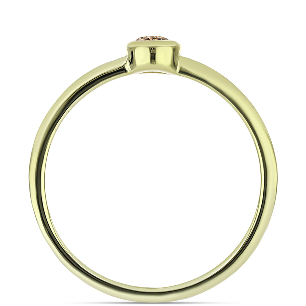 Anillo de Plata Bañada en Oro con Diamante Champagne