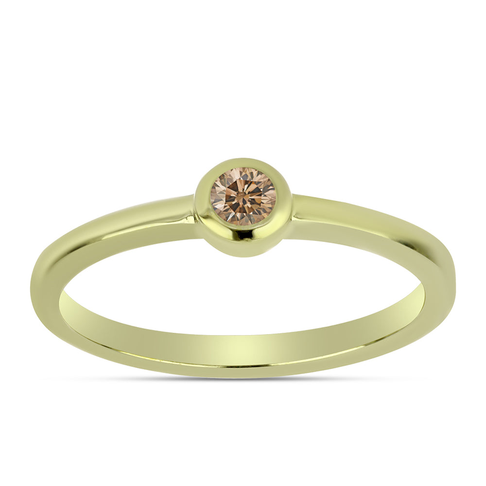 Anillo de Plata Bañada en Oro con Diamante Champagne 3 