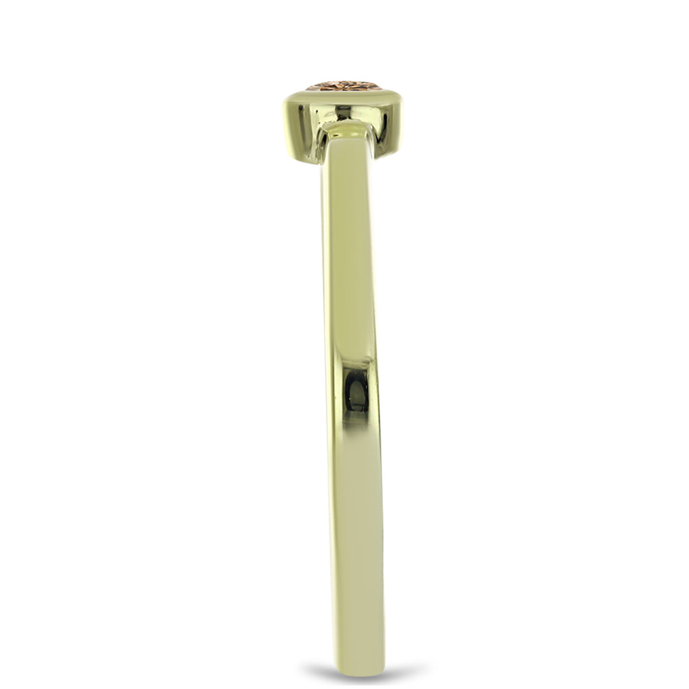 Anillo de Plata Bañada en Oro con Diamante Champagne
