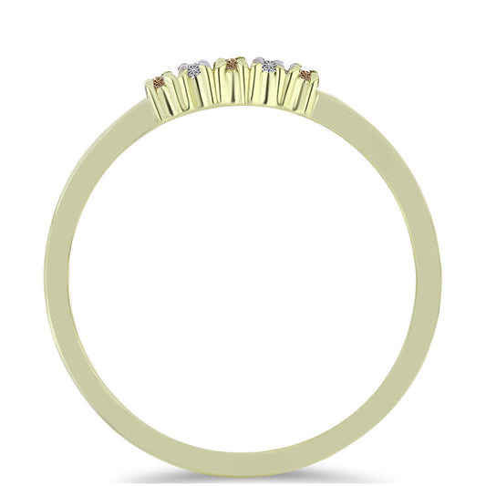 Anillo de Plata Bañada en Oro con Diamante Champagne y Diamante blanco