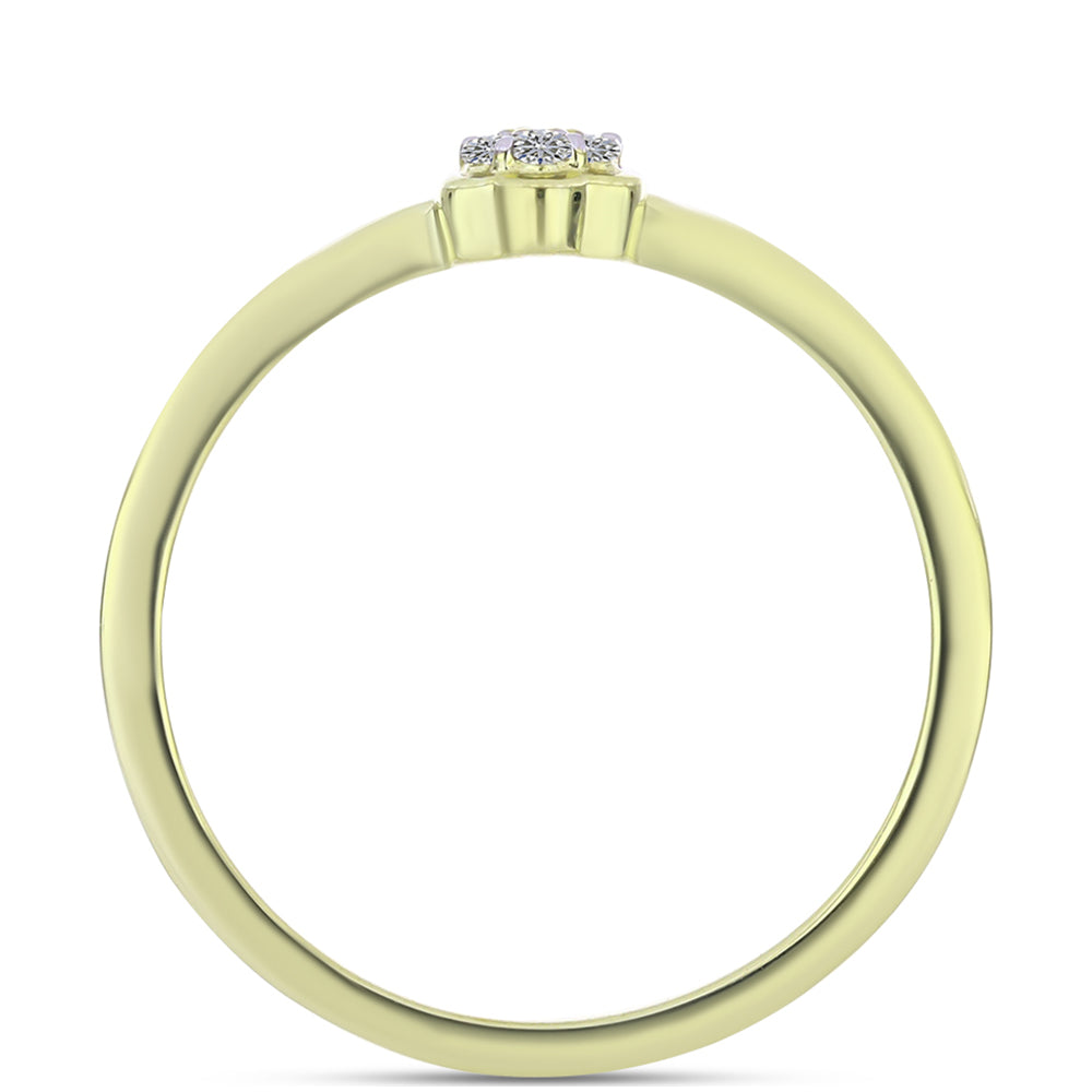 Anillo de Plata Bañada en Oro con Diamante Champagne y Diamante blanco