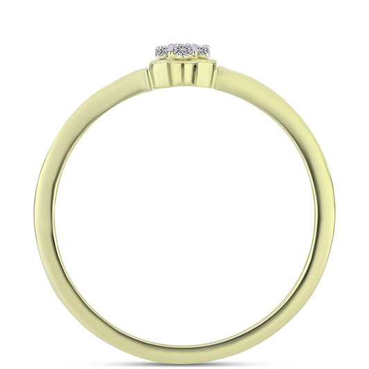 Anillo de Plata Bañada en Oro con Diamante Champagne y Diamante blanco