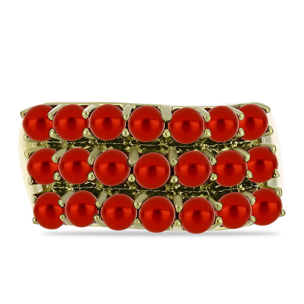 Anillo de Plata Bañada en Oro con Perla roja de río