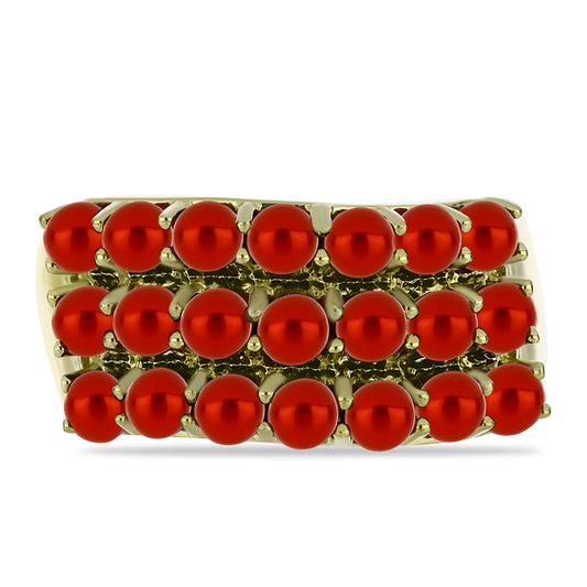 Anillo de Plata Bañada en Oro con Perla roja de río