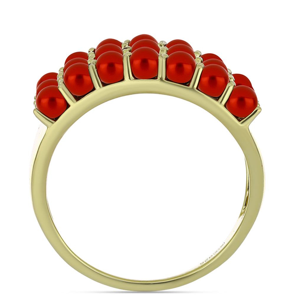 Anillo de Plata Bañada en Oro con Perla roja de río