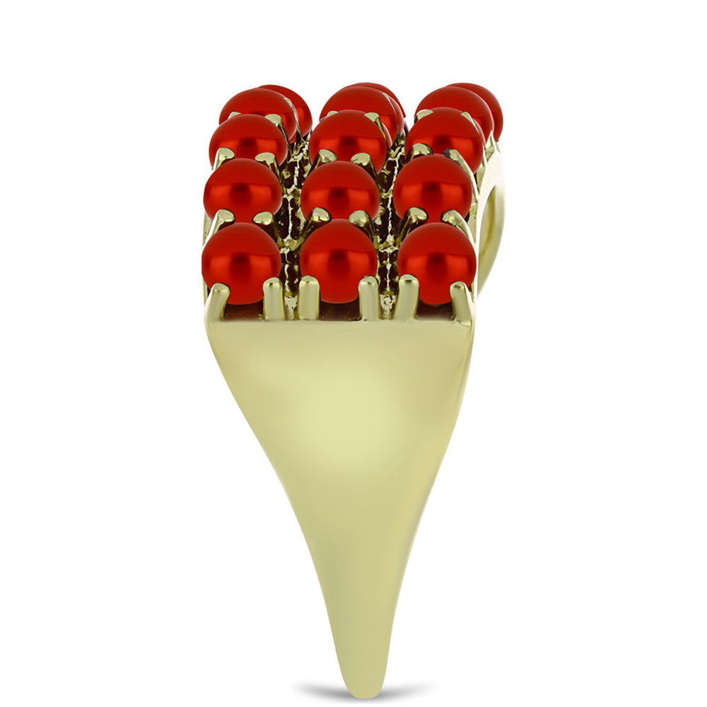 Anillo de Plata Bañada en Oro con Perla roja de río 4 