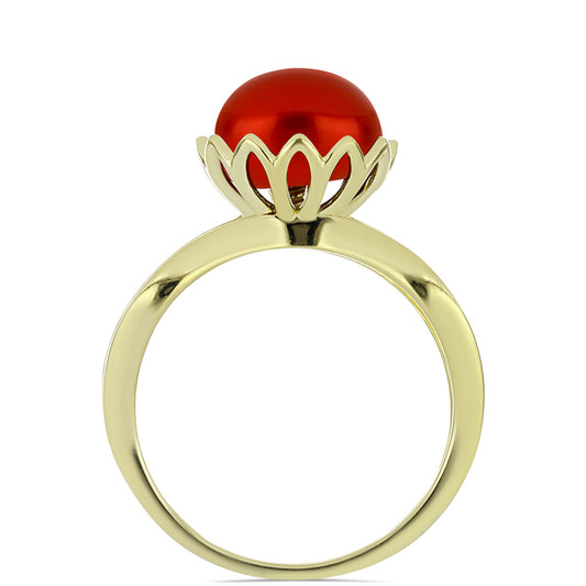Anillo de Plata Bañada en Oro con Perla roja de río